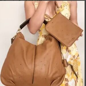 Louis Vuitton Selene MM Medium Hobo 2-Way Tote Crossbody Mahina Leather Caramel